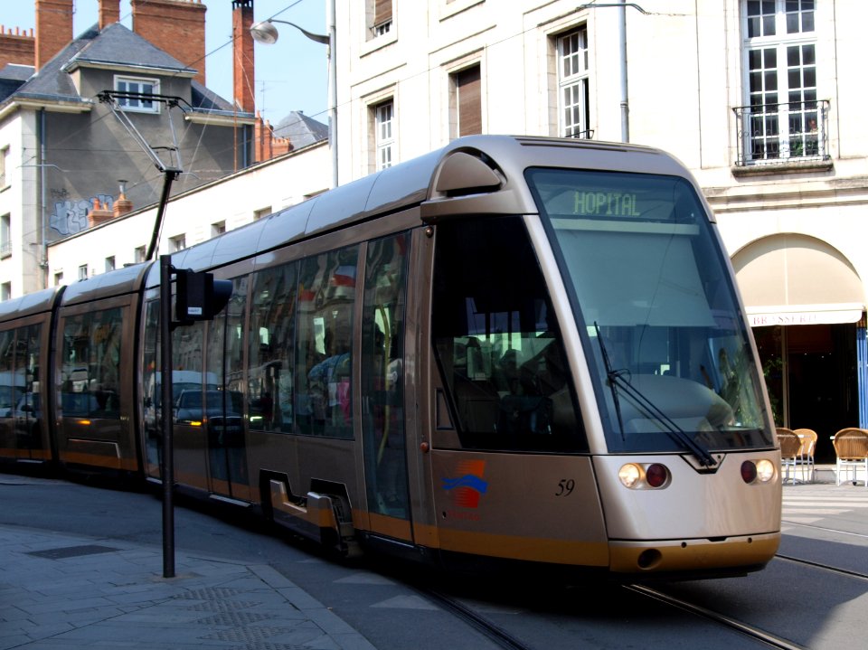 Tram at Orleans (France) car 59 direction Hopital