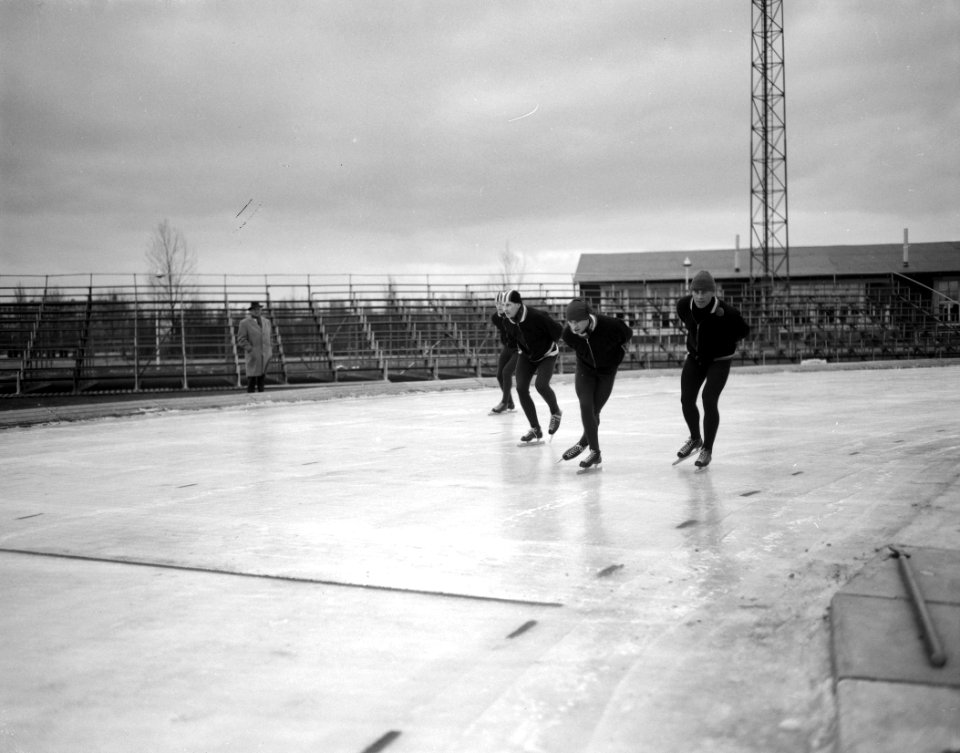 Trainingssprint voor Nederland-Zweden-Noorwegen. Van der Grift , Meuwese en van , Bestanddeelnr 913-5553