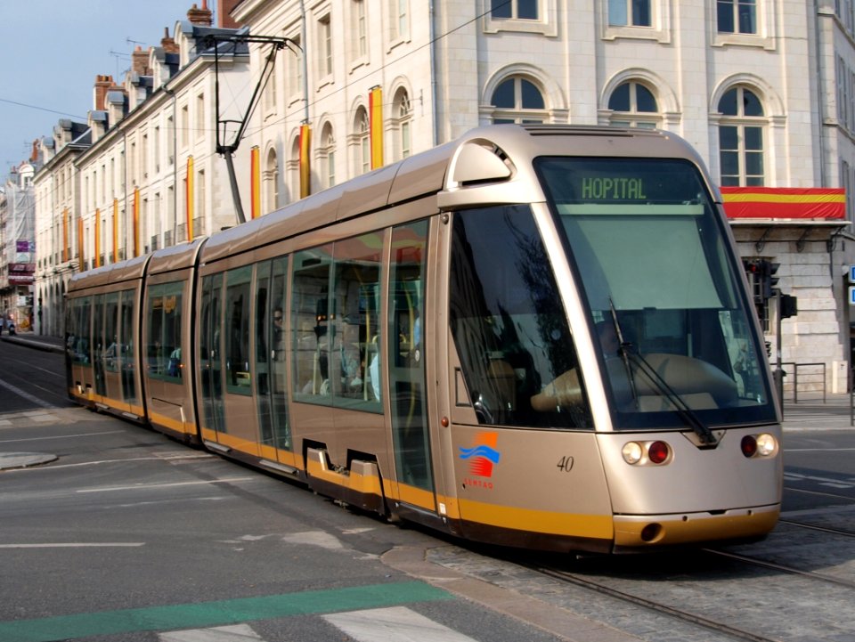 Tram at Orleans (France) car 40 direction Hopital