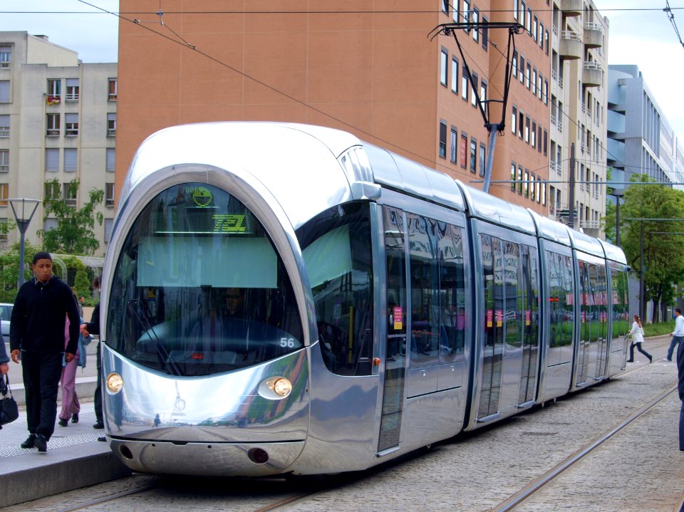 Tram at Lyon, car 56 line T1 at its starting point p4