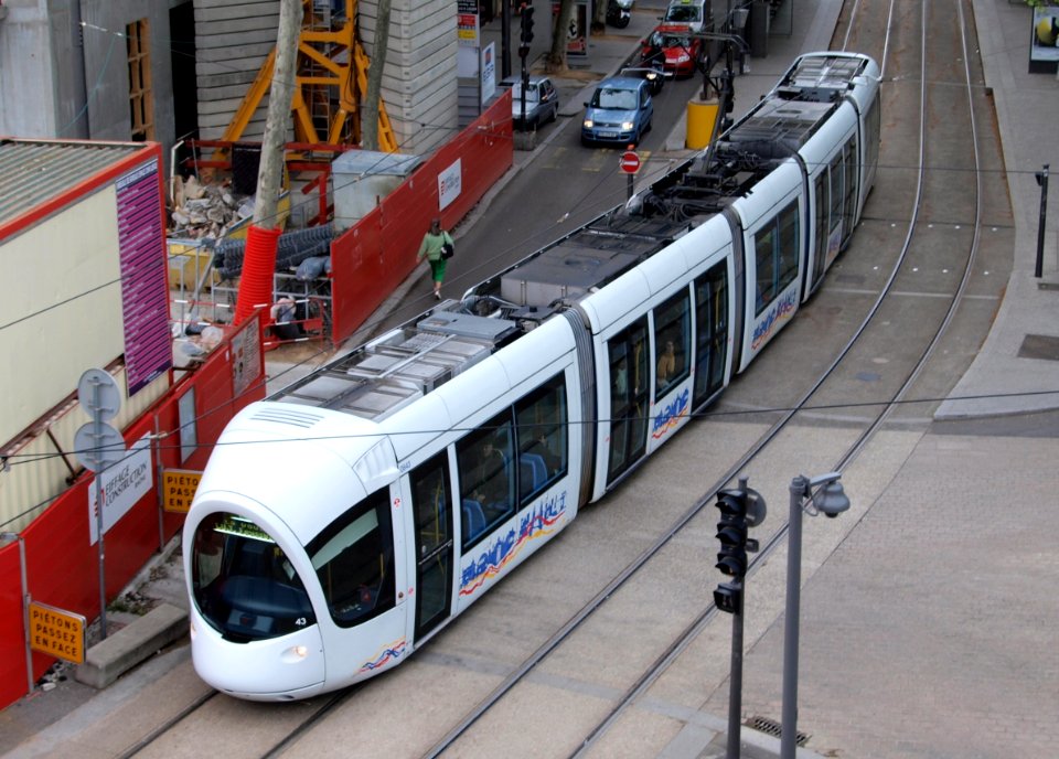 Tram at Lyon, car 44 line T1 towards La Doua p2