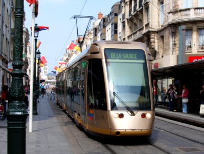 Tram at Orleans (France) car 53 direction De La Source