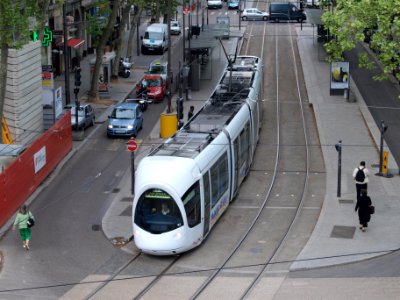 Tram at Lyon, car 43 line T1 towards La Doua p1