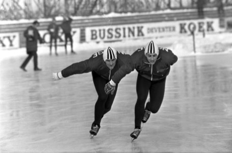 Training voor Wereldkampioenschappen schaatsen heren Deventer twee Noren Fred An, Bestanddeelnr 922-1028