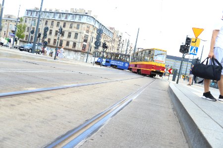 Tram in Ulica Rodziny Poznanskich in Lodz August 2018