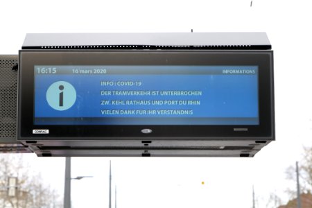 Tram information board Kehl 2020-03-16 03