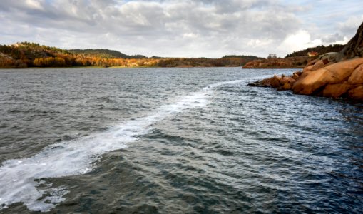 Trail of sea foam in Brofjorden 3 photo