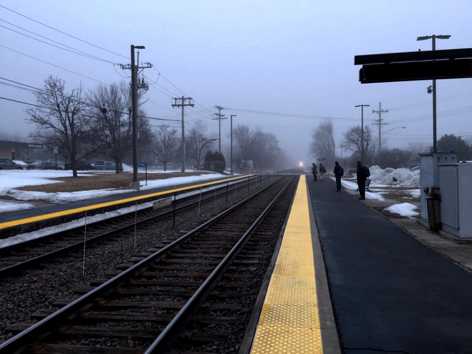 Train arriving at Fort Sheridan