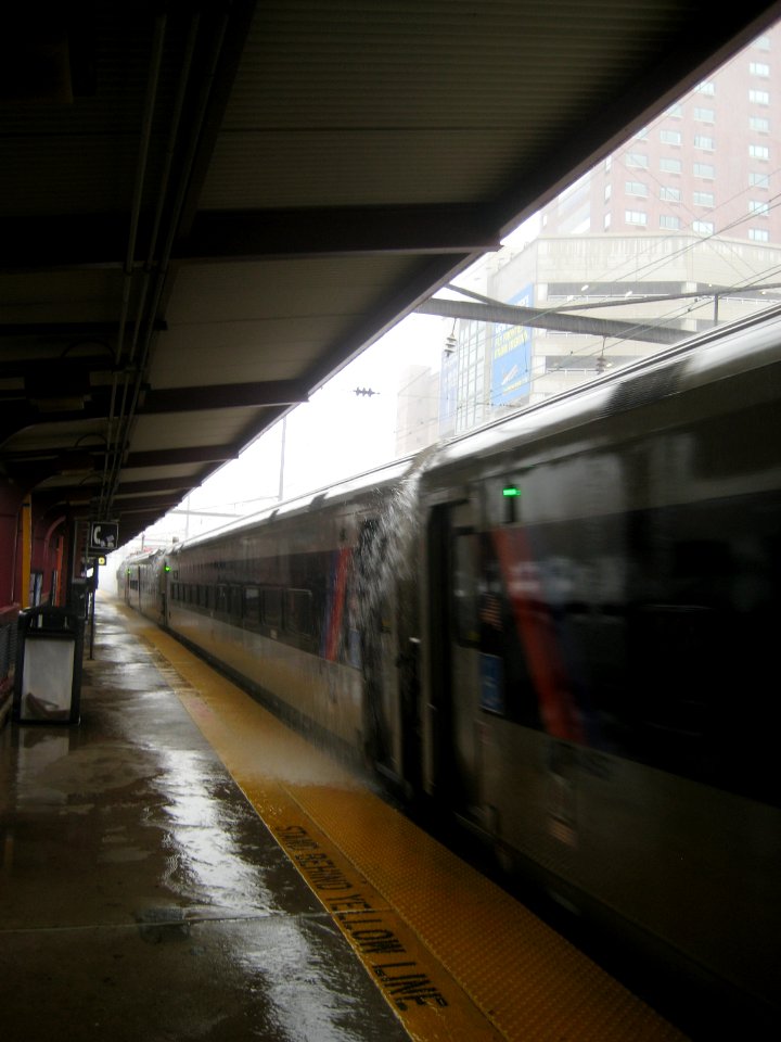 Train on a rainy day in New Brunswick, NJ