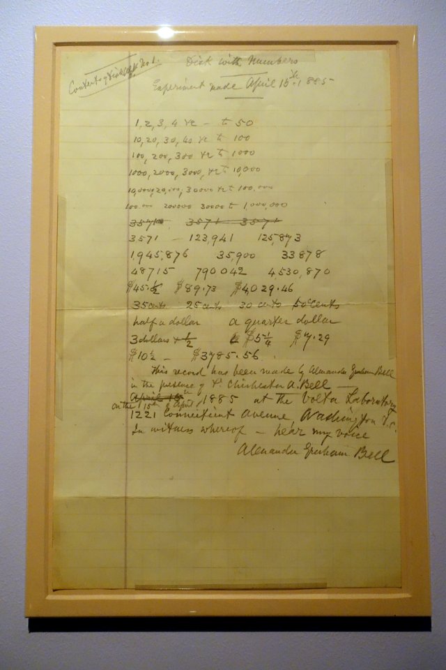 Transcription of sound recording in Alexander Graham Bell's handwriting - National Museum of American History - DSC00102