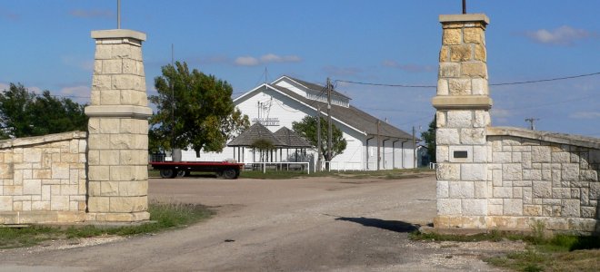 Trego County fairgrounds exhibit bldg through gates1