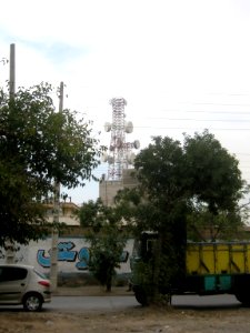Trees and telecominication tower - view from near fazl school - Nishapur