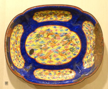 Tray, Kinh ethnic group, Thua Thien province, Hue, enamelled copper - Vietnam National Museum of Fine Arts - Hanoi, Vietnam - DSC05243