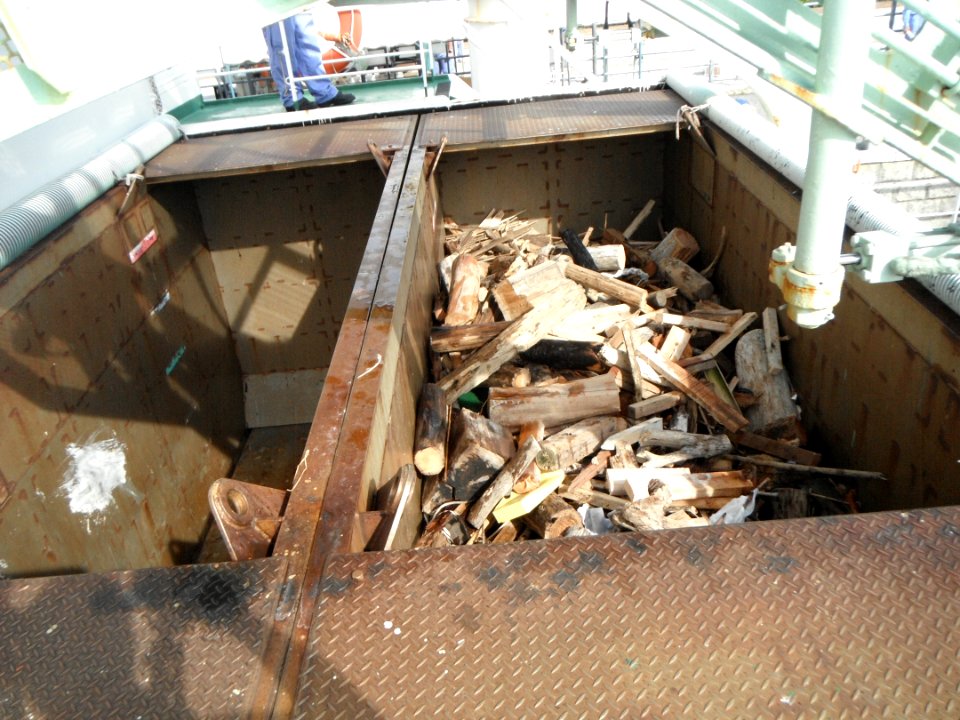Trash box of Beikurin the cleaning vessel of Japan Coast Guard