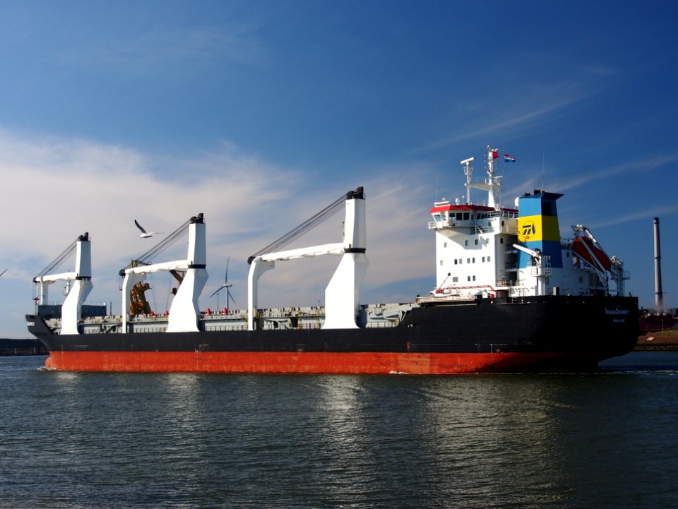 TRANSOSPREY, IMO 9213090, General cargo vessel registered in Gibraltar, at locks of IJmuiden, Port of Amsterdam, pic8