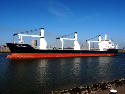 TRANSOSPREY, IMO 9213090, General cargo vessel registered in Gibraltar, at locks of IJmuiden, Port of Amsterdam, pic5