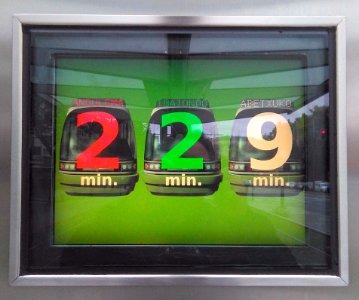 Tranvía de Vitoria - Pantalla informativa de los tiempos de llegada a los diversos destinos