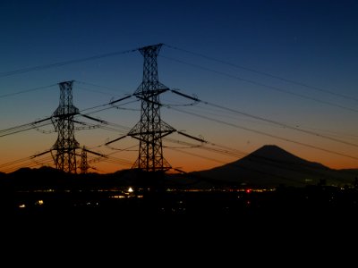 Transmission tower and Mt. Fuji