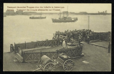Transport deutscher Truppen über die Schelde in Antwerpen. Anvers Transport des…, Bestanddeelnr 158-1354