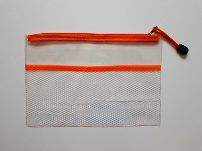 Transparent zipper storage bag with orange zip - 25 x 17 cm - B