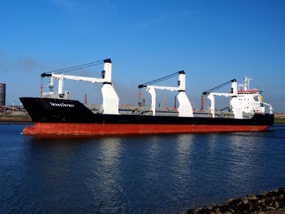TRANSOSPREY, IMO 9213090, General cargo vessel registered in Gibraltar, at locks of IJmuiden, Port of Amsterdam, pic4