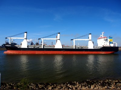 TRANSOSPREY, IMO 9213090, General cargo vessel registered in Gibraltar, at locks of IJmuiden, Port of Amsterdam, pic6