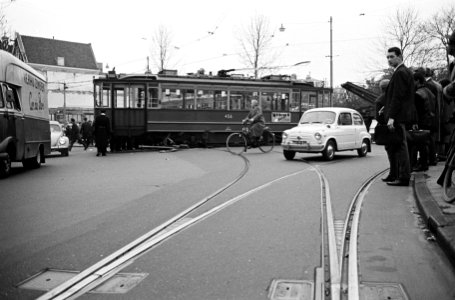 Tramstellijn 5 op Frederiksplein uit de rails, Bestanddeelnr 915-6232