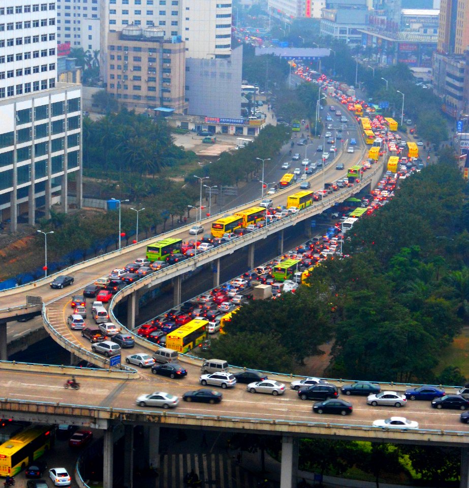 Traffic jam in Haikou, Hainan, China 01