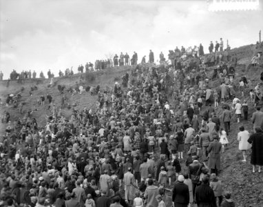 Traditioneel krombroodrapen op de Kollenberg te Sittard overzicht tijdens het br, Bestanddeelnr 910-2006