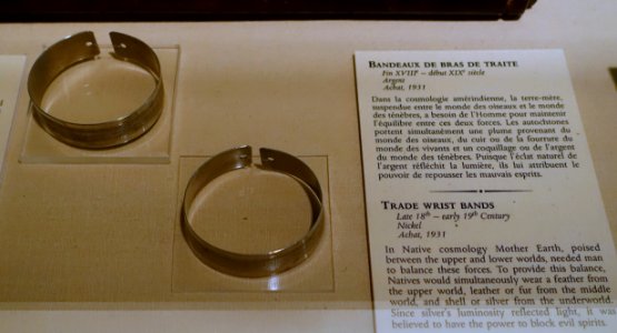 Trade wrist bands, late 1700s to early 1800s, nickel - Château Ramezay - Montreal, Canada - DSC07426
