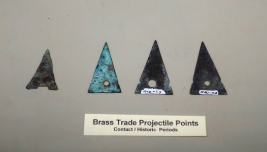 Trade projectile points, brass - Late Woodland collection - Robbins Museum - Middleborough, Massachusetts - DSC03855