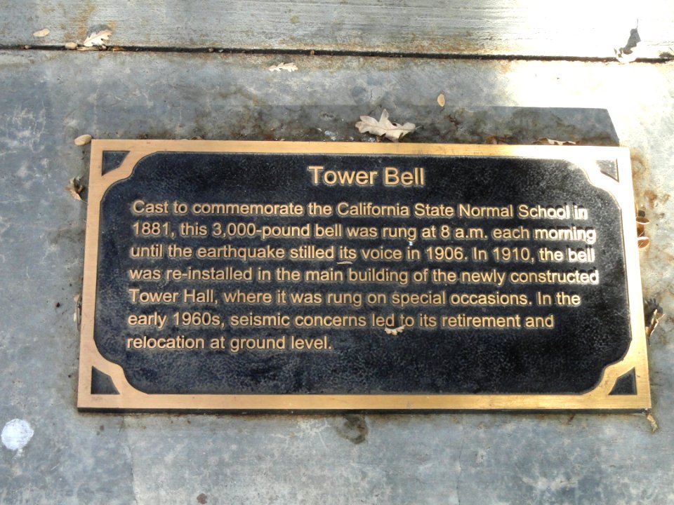 Tower Bell plaque - San José State University - DSC03911