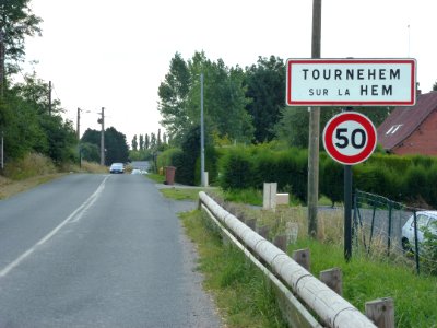 Tournehem-sur-la-Hem (Pas-de-Calais, Fr) city limit sign