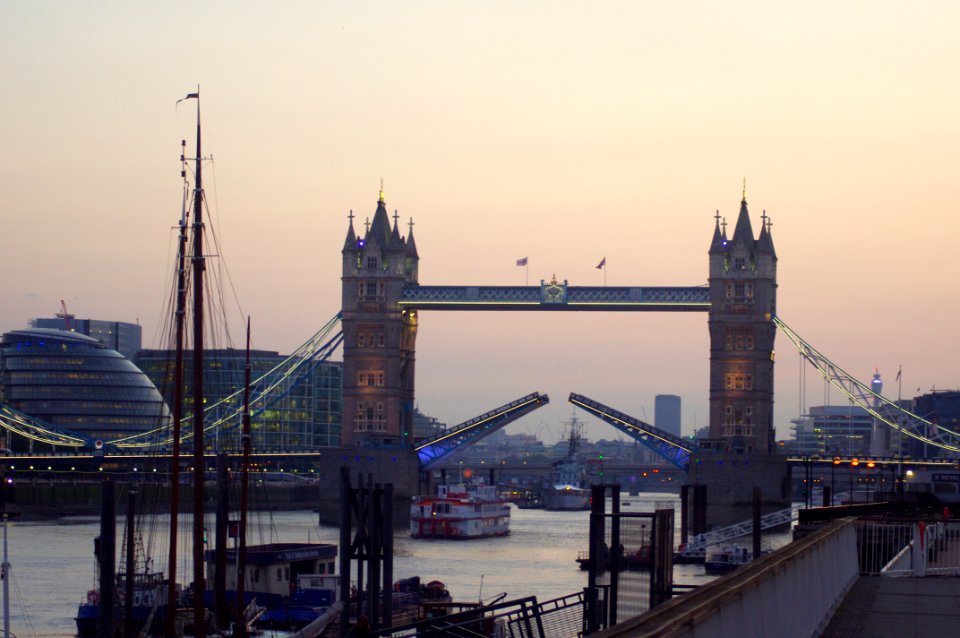Tower Bridge at sunset 2013, opening