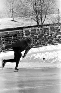 Training Nederlandse Schaatskampioenschappen, nummer 21 Kees Verkerk in aktie, Bestanddeelnr 919-9476