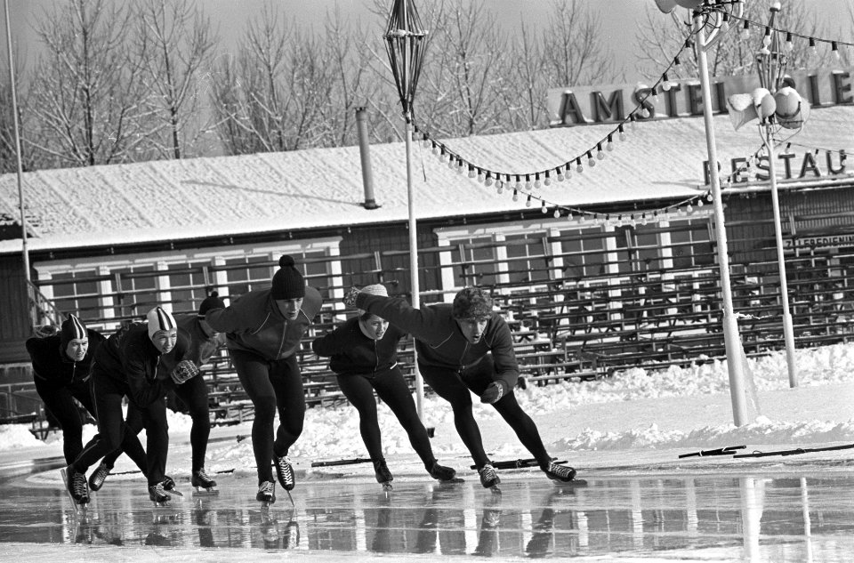 Training Nederlandse Schaatskampioenschappen, v.l.n.r. S. Kaiser , C. Geyssen , , Bestanddeelnr 919-9475