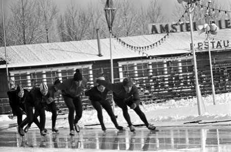 Training Nederlandse Schaatskampioenschappen, v.l.n.r. S. Kaiser , C. Geyssen , , Bestanddeelnr 919-9475