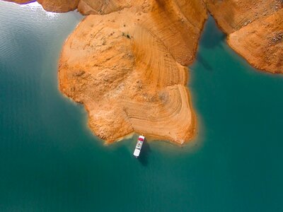 Houseboat aerial landscape photo