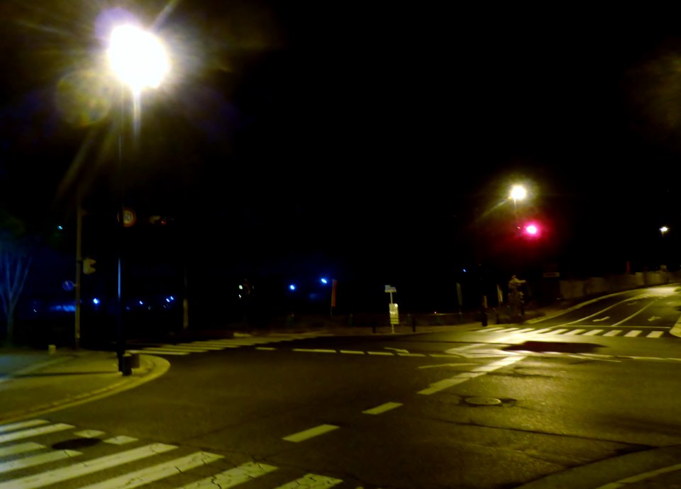 Traffic signals at midnight