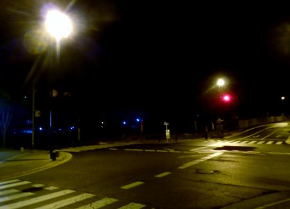 Traffic signals at midnight