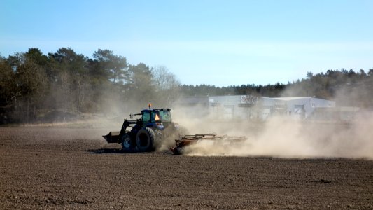 Tractor using a cultipacker in Gåseberg 2 photo