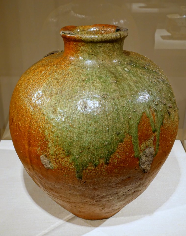 Tsubo (storage jar), Tanba ware, Japan, Hyogo Prefecture, 1500s AD, stoneware - Peabody Essex Museum - DSC07489