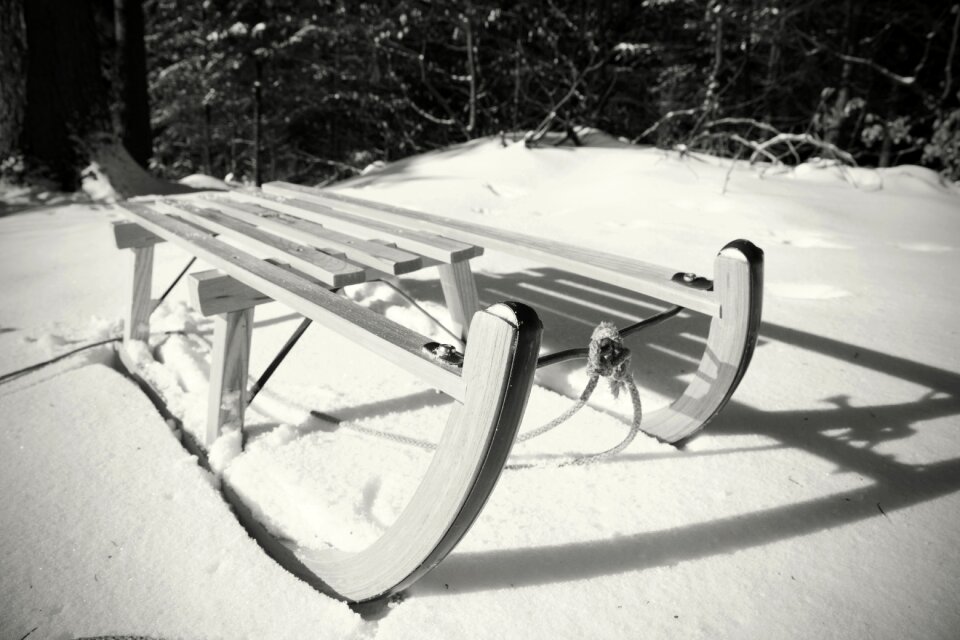 Wooden sled cold winter sports