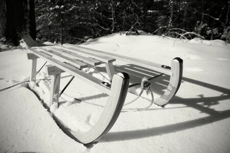 Wooden sled cold winter sports