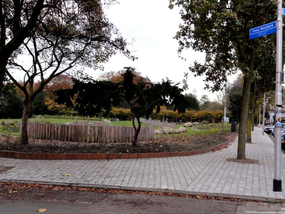 Truus Mastpark, overzicht met straatnaambord
