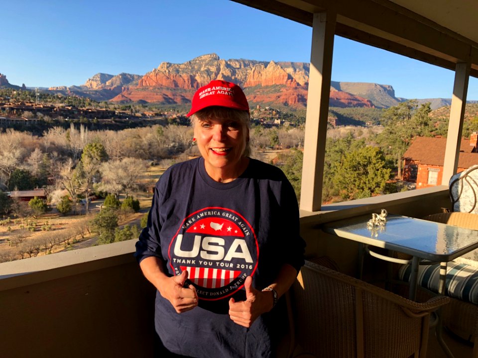 Trump USA Tour 2016 Terrie on Deck in Sedona, AZ