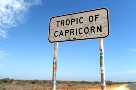 Tropic of Capricorn road side in WA photo