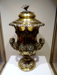 Trophy presented to Boston merchant William C. Rogers after he delivered the first shipment of American ice to India, Hamilton & Co., Kolkata, 1833, gilt silver - Peabody Essex Museum - Salem, MA - DSC05257