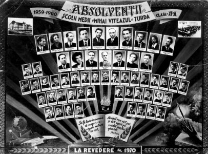 Turda, Colegiul National Mihai Viteazul, tablou absolvire promotia 1960 (clasa XIA)
