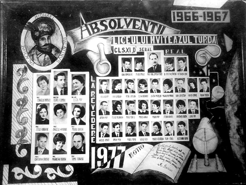 Turda, Colegiul National Mihai Viteazul, tablou absolvire promotia 1967 clasa XID